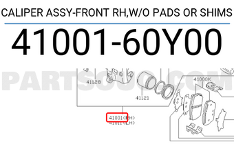 Nissan 4100160Y00 CALIPER ASSY-FRONT RH,W/O PADS OR SHIMS