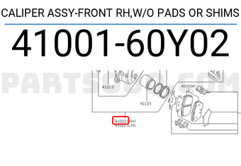 Nissan 4100160Y02 CALIPER ASSY-FRONT RH,W/O PADS OR SHIMS