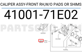 Nissan 4100171E02 CALIPER ASSY-FRONT RH,W/O PADS OR SHIMS
