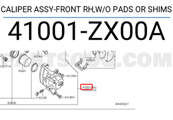 Nissan 41001ZX00A CALIPER ASSY-FRONT RH,W/O PADS OR SHIMS