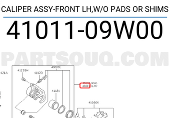 Nissan 4101109W00 CALIPER ASSY-FRONT LH,W/O PADS OR SHIMS