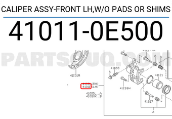 Nissan 410110E500 CALIPER ASSY-FRONT LH,W/O PADS OR SHIMS