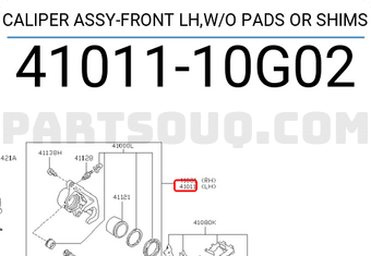 Nissan 4101110G02 CALIPER ASSY-FRONT LH,W/O PADS OR SHIMS