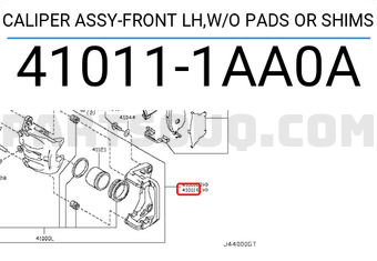 Nissan 410111AA0A CALIPER ASSY-FRONT LH,W/O PADS OR SHIMS