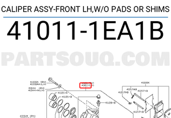 Nissan 410111EA1B CALIPER ASSY-FRONT LH,W/O PADS OR SHIMS