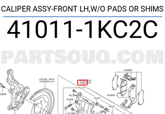 Nissan 410111KC2C CALIPER ASSY-FRONT LH,W/O PADS OR SHIMS