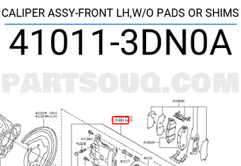 Nissan 410113DN0A CALIPER ASSY-FRONT LH,W/O PADS OR SHIMS