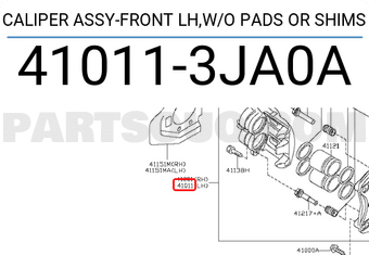 Nissan 410113JA0A CALIPER ASSY-FRONT LH,W/O PADS OR SHIMS