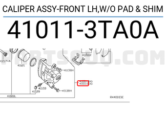 Nissan 410113TA0A CALIPER ASSY-FRONT LH,W/O PAD & SHIM