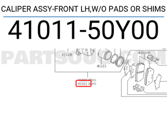 Nissan 4101150Y00 CALIPER ASSY-FRONT LH,W/O PADS OR SHIMS
