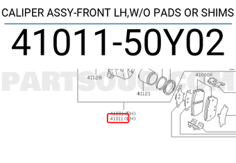 Nissan 4101150Y02 CALIPER ASSY-FRONT LH,W/O PADS OR SHIMS