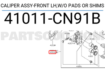 Nissan 41011CN91B CALIPER ASSY-FRONT LH,W/O PADS OR SHIMS