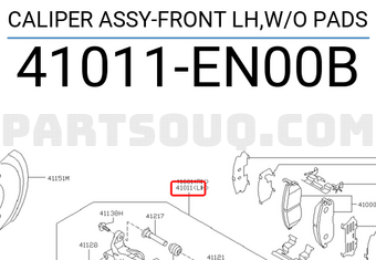 Nissan 41011EN00B CALIPER ASSY-FRONT LH,W/O PADS