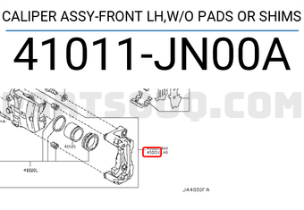 Nissan 41011JN00A CALIPER ASSY-FRONT LH,W/O PADS OR SHIMS