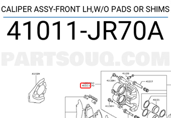 Nissan 41011JR70A CALIPER ASSY-FRONT LH,W/O PADS OR SHIMS