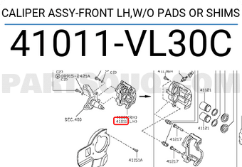 Nissan 41011VL30C CALIPER ASSY-FRONT LH,W/O PADS OR SHIMS