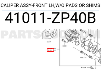 Nissan 41011ZP40B CALIPER ASSY-FRONT LH,W/O PADS OR SHIMS