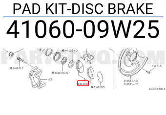 Nissan 4106009W25 PAD KIT-DISC BRAKE