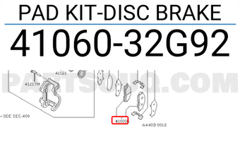 Nissan 4106032G92 PAD KIT-DISC BRAKE