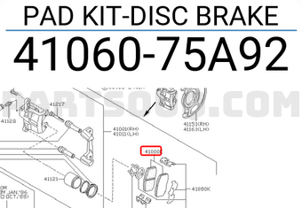 Nissan 4106075A92 PAD KIT-DISC BRAKE
