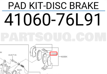 Nissan 4106076L91 PAD KIT-DISC BRAKE