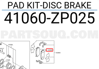 Nissan 41060ZP025 PAD KIT-DISC BRAKE