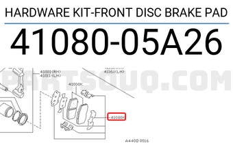 Nissan 4108005A26 HARDWARE KIT-FRONT DISC BRAKE PAD