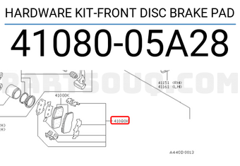 Nissan 4108005A28 HARDWARE KIT-FRONT DISC BRAKE PAD