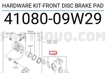 Nissan 4108009W29 HARDWARE KIT-FRONT DISC BRAKE PAD