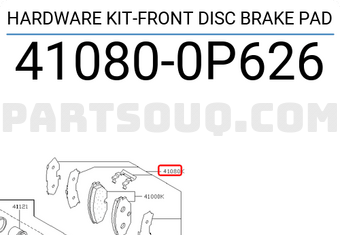 Nissan 410800P626 HARDWARE KIT-FRONT DISC BRAKE PAD