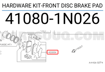 Nissan 410801N026 HARDWARE KIT-FRONT DISC BRAKE PAD