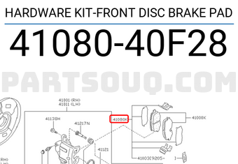 Nissan 4108040F28 HARDWARE KIT-FRONT DISC BRAKE PAD