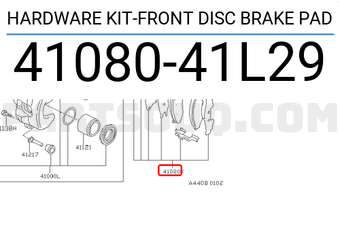 Nissan 4108041L29 HARDWARE KIT-FRONT DISC BRAKE PAD