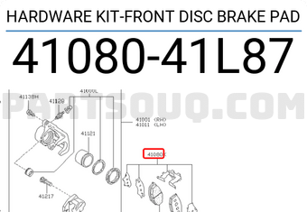 Nissan 4108041L87 HARDWARE KIT-FRONT DISC BRAKE PAD