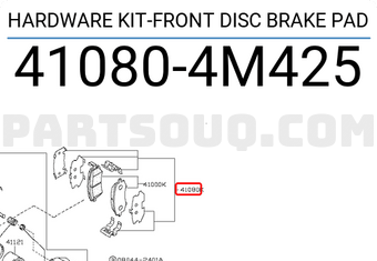 Nissan 410804M425 HARDWARE KIT-FRONT DISC BRAKE PAD
