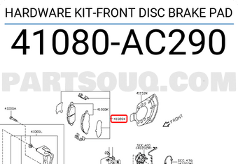 Nissan 41080AC290 HARDWARE KIT-FRONT DISC BRAKE PAD