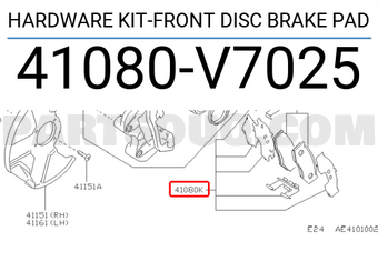 Nissan 41080V7025 HARDWARE KIT-FRONT DISC BRAKE PAD