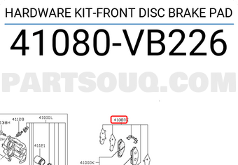Nissan 41080VB226 HARDWARE KIT-FRONT DISC BRAKE PAD