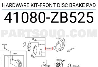 Nissan 41080ZB525 HARDWARE KIT-FRONT DISC BRAKE PAD