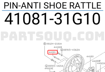 Nissan 4108131G10 PIN-ANTI SHOE RATTLE