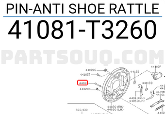 Nissan 41081T3260 PIN-ANTI SHOE RATTLE