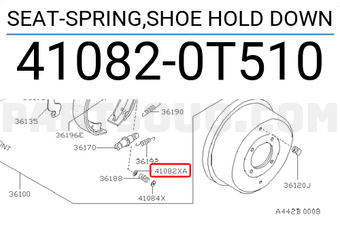 Nissan 410820T510 SEAT-SPRING,SHOE HOLD DOWN