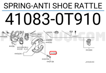Nissan 410830T910 SPRING-ANTI SHOE RATTLE