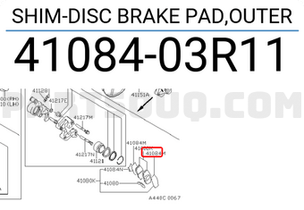 Nissan 4108403R11 SHIM-DISC BRAKE PAD,OUTER