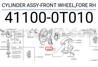 Nissan 411000T010 CYLINDER ASSY-FRONT WHEEL,FORE RH
