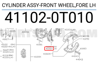Nissan 411020T010 CYLINDER ASSY-FRONT WHEEL,FORE LH