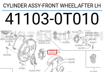 Nissan 411030T010 CYLINDER ASSY-FRONT WHEEL,AFTER LH