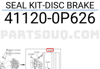 Nissan 411200P626 SEAL KIT-DISC BRAKE