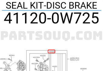 Nissan 411200W725 SEAL KIT-DISC BRAKE
