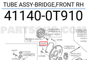 Nissan 411400T910 TUBE ASSY-BRIDGE,FRONT RH
